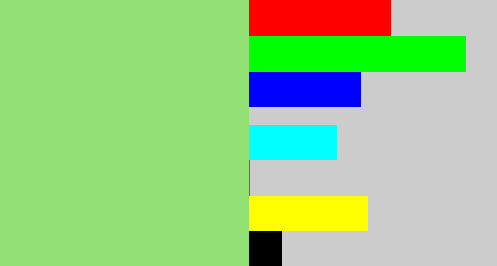Hex color #92df73 - light green