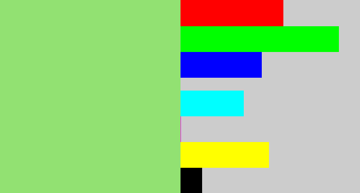 Hex color #92e172 - light green