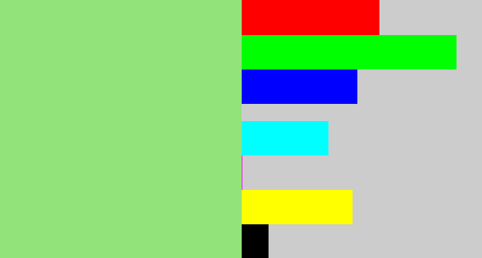 Hex color #92e37a - light green