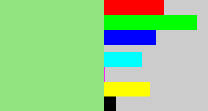 Hex color #92e480 - light green