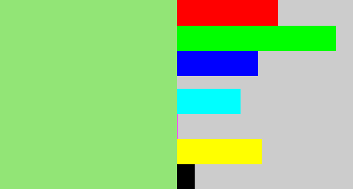 Hex color #92e576 - light green