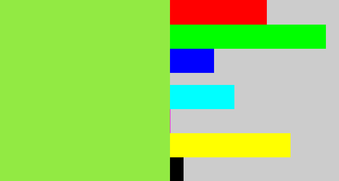 Hex color #92ea43 - kiwi green
