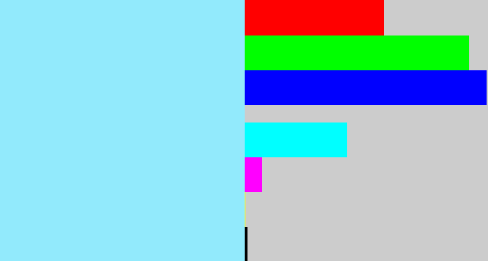 Hex color #92eafc - robin's egg blue