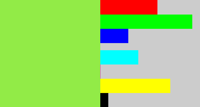 Hex color #92eb47 - kiwi green