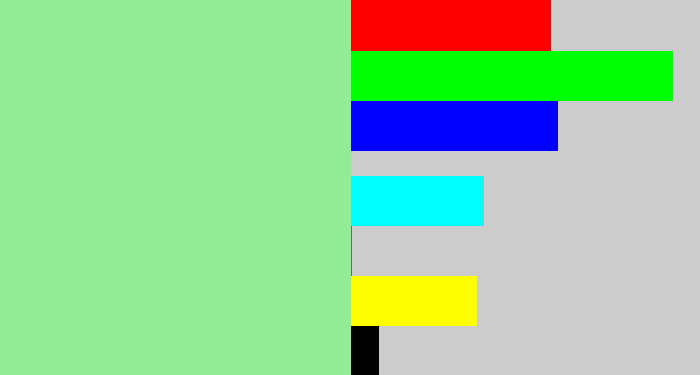 Hex color #92eb96 - mint green