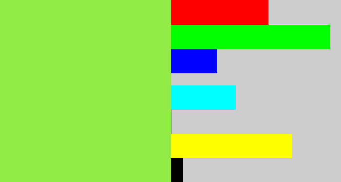 Hex color #92ec45 - kiwi green