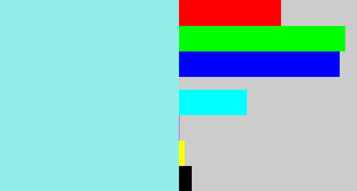 Hex color #92ede6 - robin's egg blue