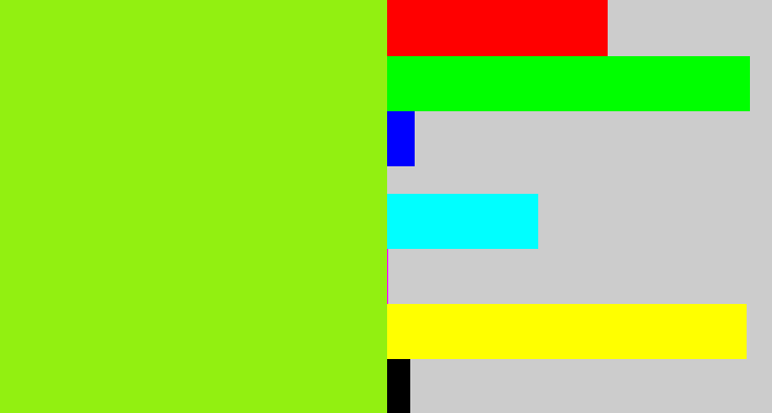 Hex color #92f011 - acid green