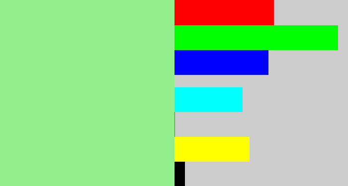 Hex color #92f08a - light green