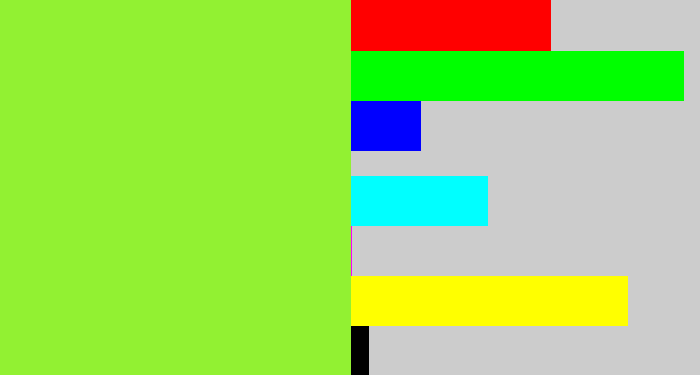 Hex color #92f132 - kiwi green
