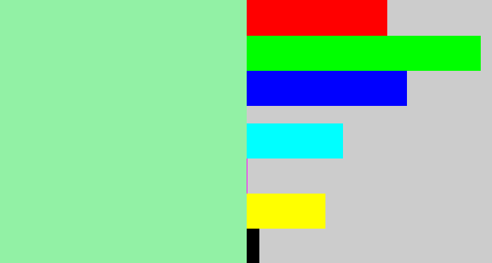 Hex color #92f1a5 - foam green