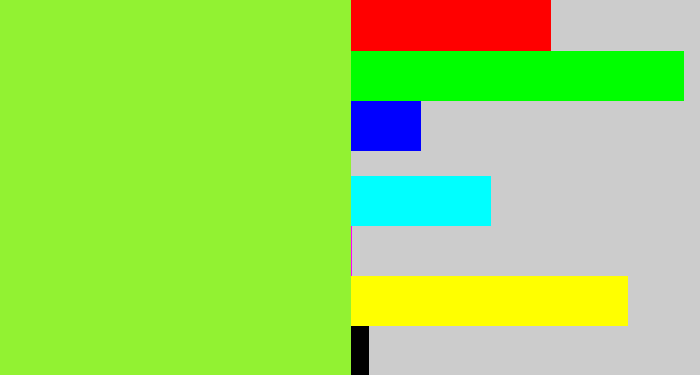 Hex color #92f232 - kiwi green