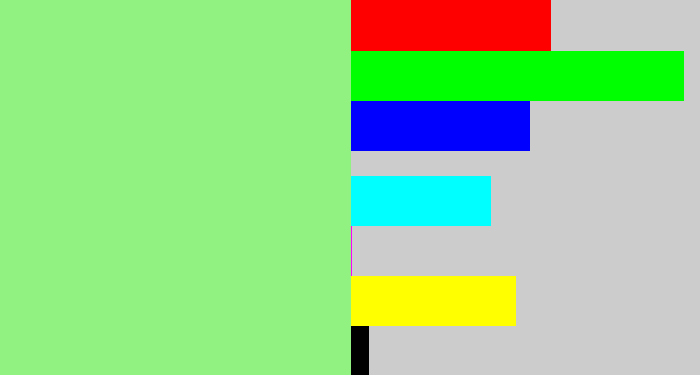 Hex color #92f281 - light green