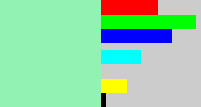 Hex color #92f2b4 - light sea green