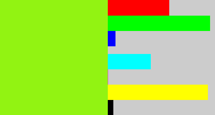 Hex color #92f312 - acid green