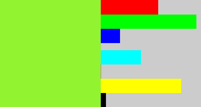 Hex color #92f330 - kiwi green