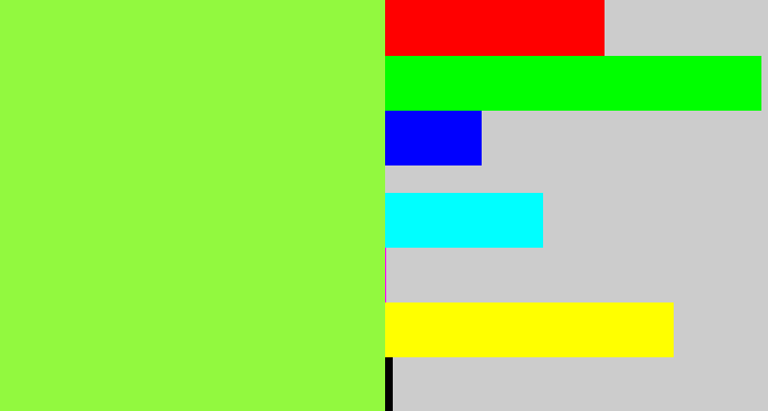 Hex color #92f93f - kiwi