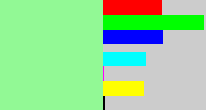 Hex color #92f995 - mint green