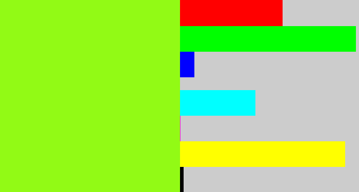 Hex color #92fa15 - acid green
