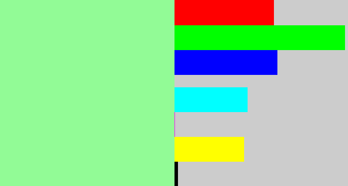 Hex color #92fb96 - mint green