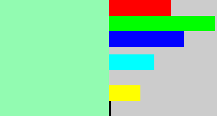Hex color #92fbb1 - light sea green