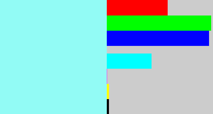 Hex color #92fbf5 - robin's egg blue