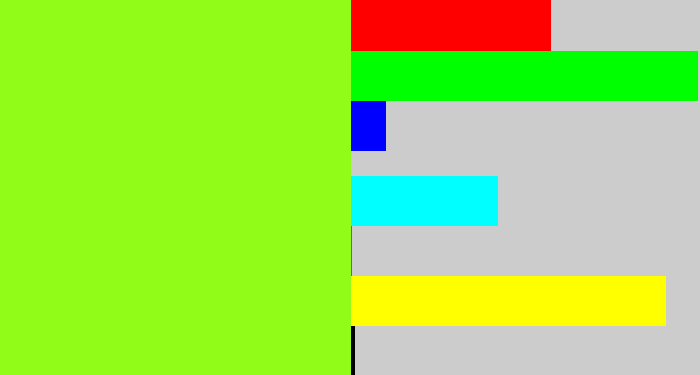 Hex color #92fc19 - acid green