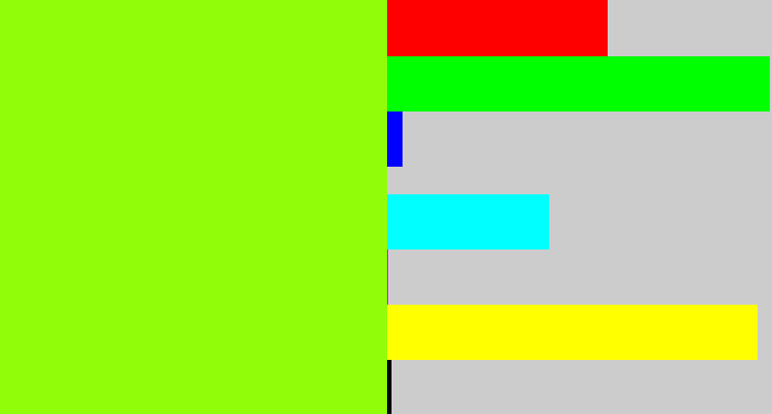 Hex color #92fd09 - acid green