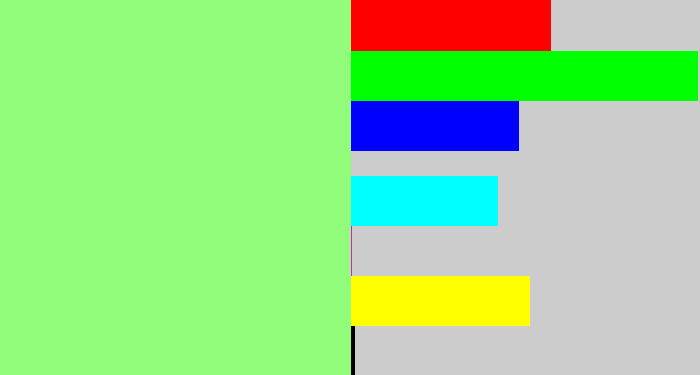 Hex color #92fd7b - light green