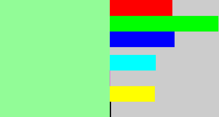 Hex color #92fd96 - mint green