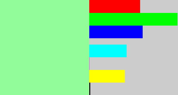 Hex color #92fd98 - mint green