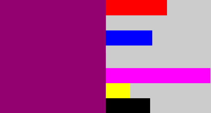 Hex color #930171 - red violet
