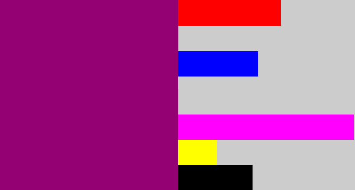 Hex color #930172 - red violet
