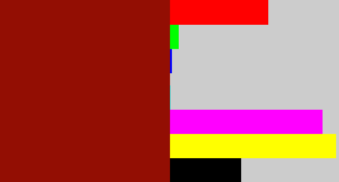 Hex color #930e03 - brick red