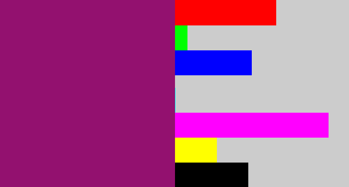Hex color #93116f - red violet