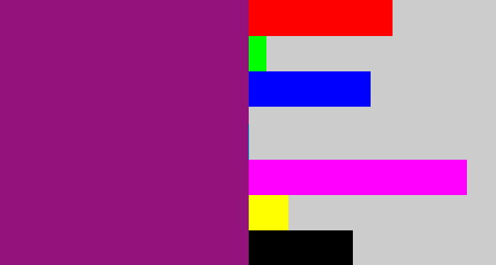 Hex color #93127c - red violet