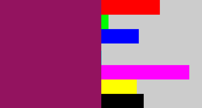 Hex color #93135f - dark fuchsia