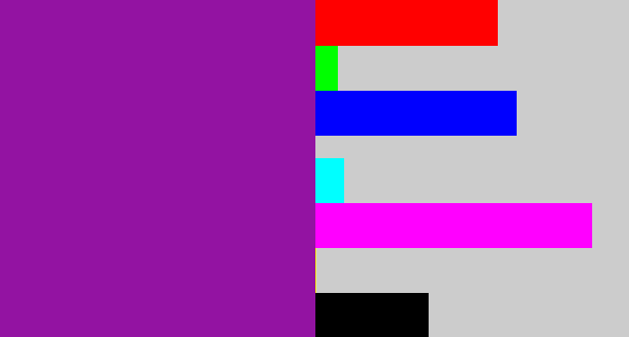 Hex color #9313a2 - barney purple