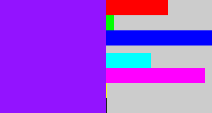 Hex color #9313ff - vivid purple