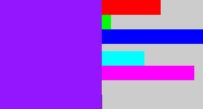 Hex color #9316ff - vivid purple