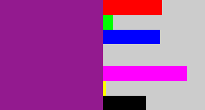 Hex color #931a8f - warm purple