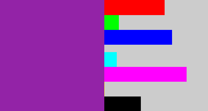 Hex color #9323a7 - purple
