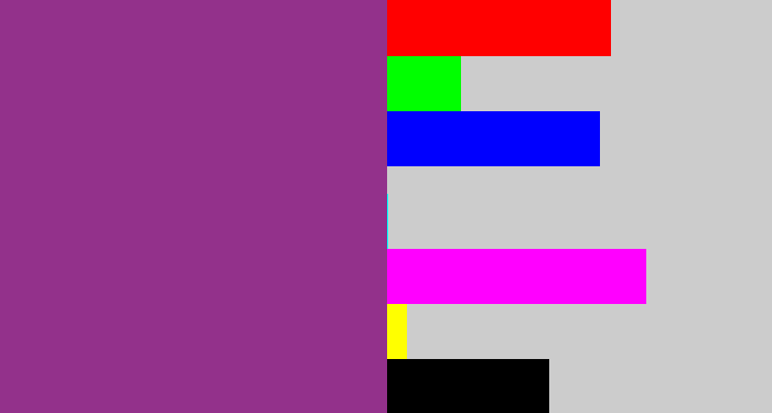 Hex color #93318b - warm purple