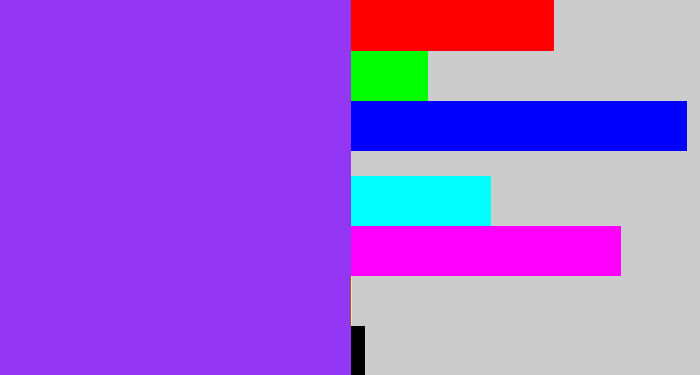 Hex color #9337f4 - electric purple