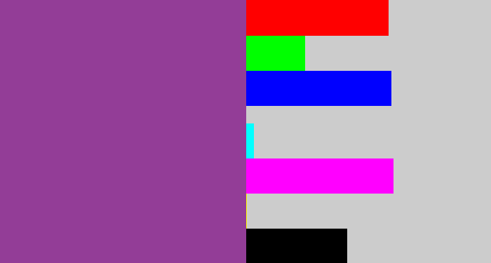 Hex color #933d97 - medium purple