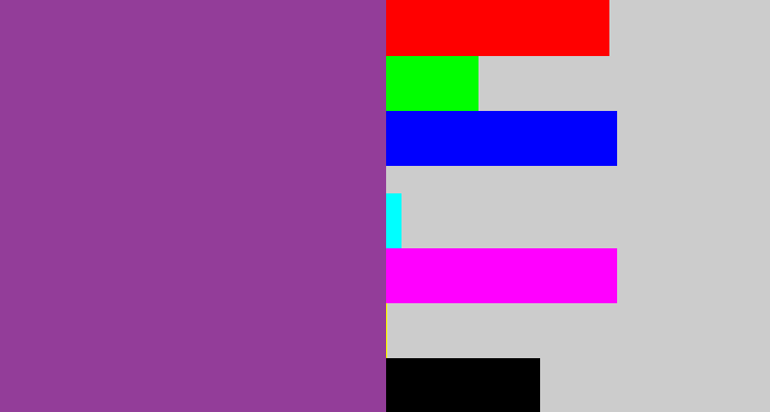 Hex color #933d99 - medium purple