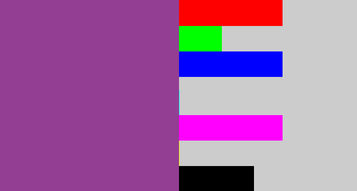 Hex color #933e93 - warm purple