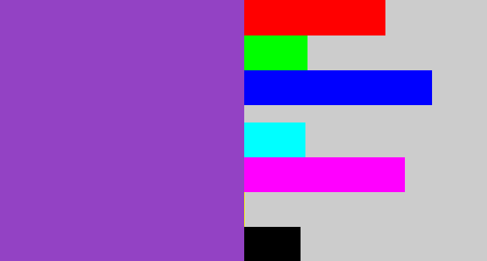 Hex color #9342c4 - purply