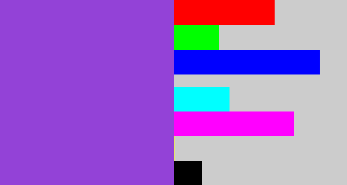 Hex color #9342d7 - purpley
