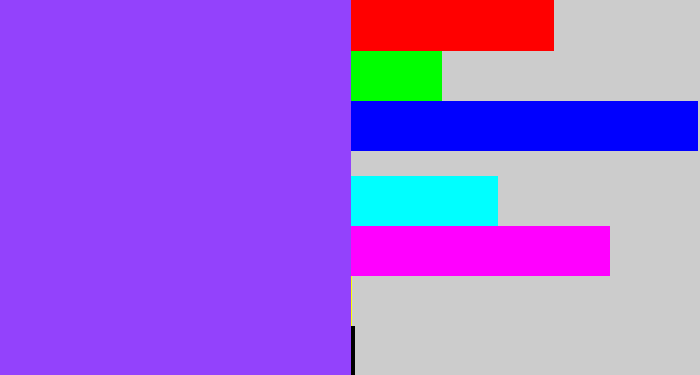 Hex color #9342fc - lighter purple